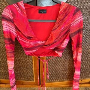 White Fox Boutique Vibrant Red and Pink Crop Top